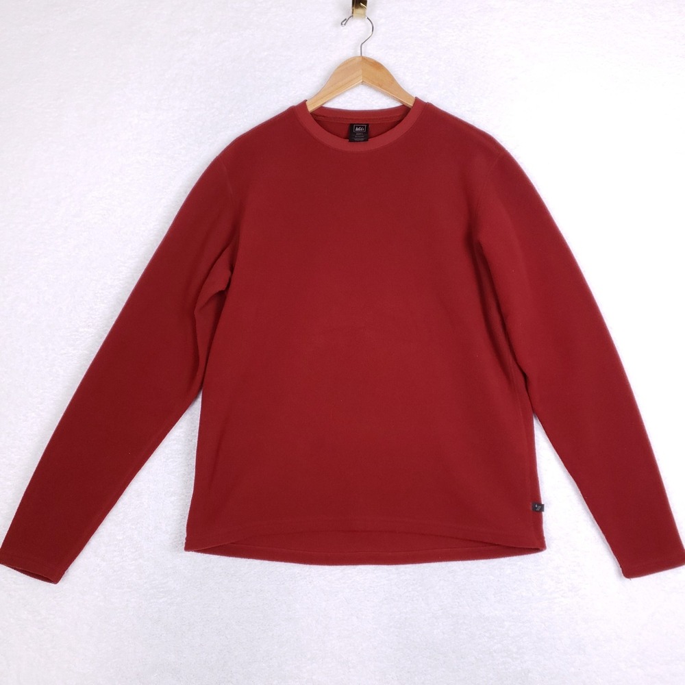 REI Fleece Crewneck‎ Pullover Mens L Vintage 2000s Red Gorpcore Hiking Layer Y2K